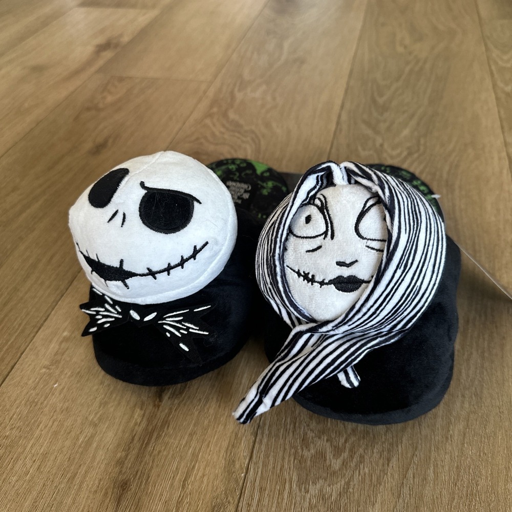 Nightmare Before Christmas Womens Slippers Med 7/8 Jack Skellington Sally 3D New